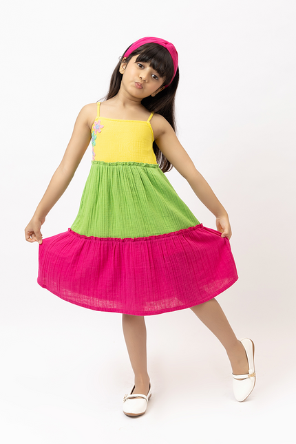 Multicolor Crochet Double Gauze Dress