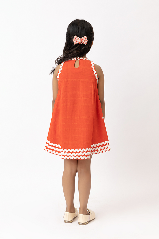 Lacy Sundae – Orange Cotton Lace Pocket Dress