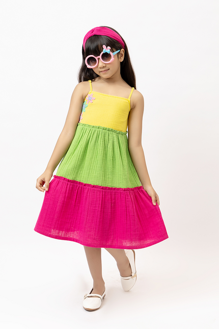 Multicolor Crochet Double Gauze Dress