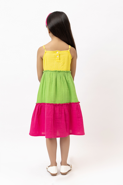 Multicolor Crochet Double Gauze Dress