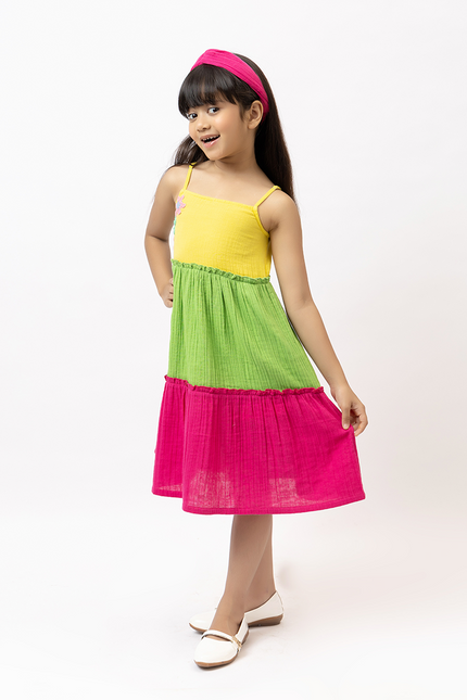 Multicolor Crochet Double Gauze Dress