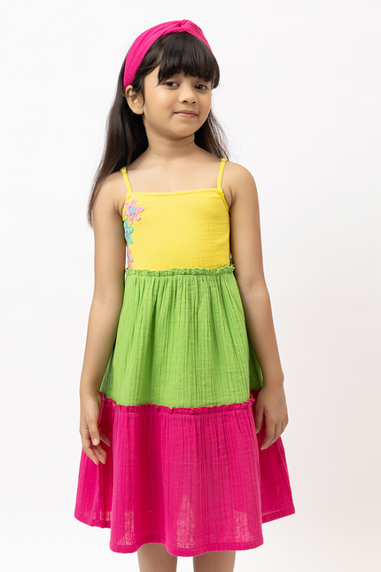 Multicolor Crochet Double Gauze Dress