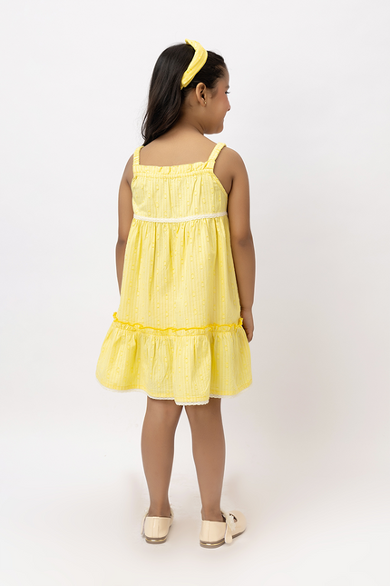 Dobby Sunshine – Yellow Cotton Dobby Dress with Lace