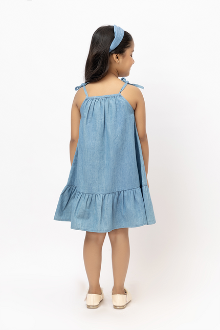 Denim Scoops – Cotton Denim Dress With Ice Cream Embroidery