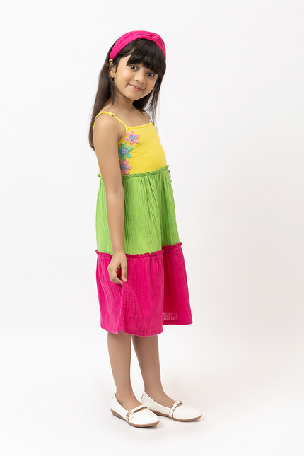 Multicolor Crochet Double Gauze Dress