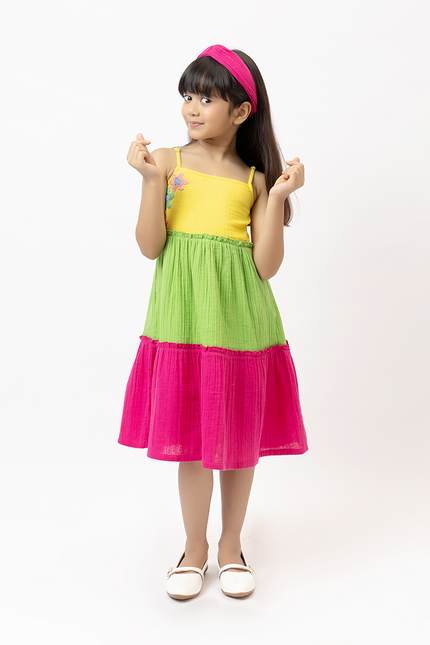 Multicolor Crochet Double Gauze Dress